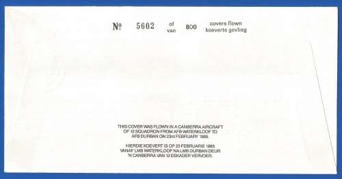 South African Air Force-FDC-No19-1985-No 5602of800 instead of 8000-Thematic-Military-Plane-Air Force