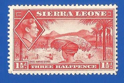 Sierra Leone 1938 King George VI - Rice Harvest-MM-Stamp-Single-Thematic-Places of Interest