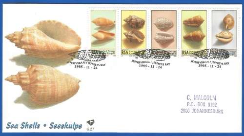 RSA-FDC-Cover-1995-SACC 6.27-Addressed-Thematic-Sea Shells