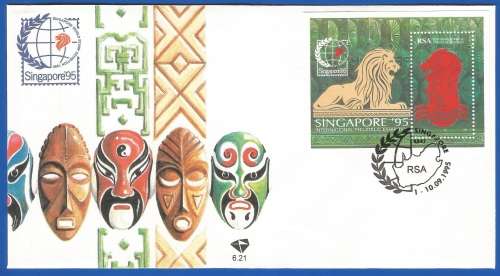 RSA-FDC-Cover-1995-M/S-SACC 6.21 World Philatelic Exhibition - Singapore -Thematic-Symbol