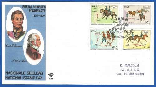 RSA-FDC-SACC 5.24-1993-National Stamp Day-Addressed-Thematic-Mail Runners-Horses