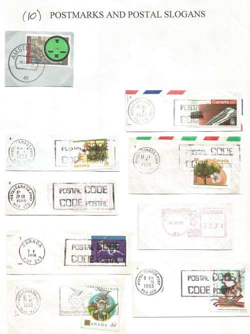 Mix-Canada-Netherland-Bulklot-Used-Postmarks-Post Marks-Cancel-Thematic-Symbol-Christmas-Flora-Train