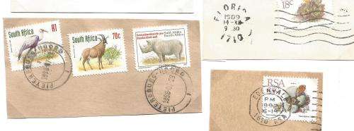 RSA-Bulklot-Used-Postmarks-Slogans-Cancel-Thematic-Fauna-Flora-Building