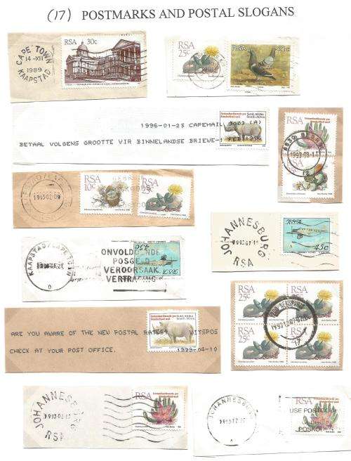 RSA-Bulklot-Used-Postmarks-Slogans-Cancel-Thematic-Fauna-Flora-Building-Plane
