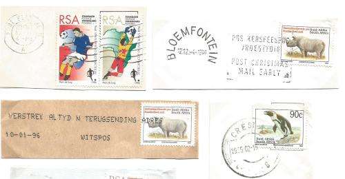 RSA-Bulklot-Used-Postmarks-Slogans-Cancel-Thematic-Fauna-Flora-Sport