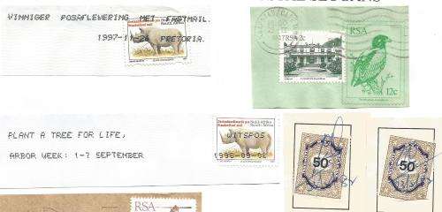 RSA-Bulklot-Used-Postmarks-Slogans-Cancel-Thematic-Fauna-Flora-Building