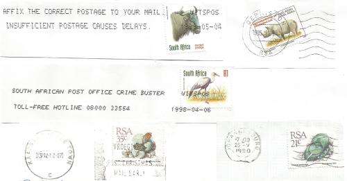 RSA-Bulklot-Used-Postmarks-Slogans-Cancel-Thematic-Fauna-Flora