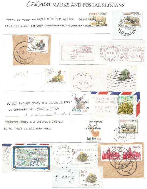 RSA-Bulklot-Used-Postmarks-Slogans-Cancel-Thematic-Fauna-Flora-Building