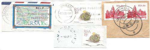 RSA-Bulklot-Used-Postmarks-Slogans-Cancel-Thematic-Fauna-Flora-Building