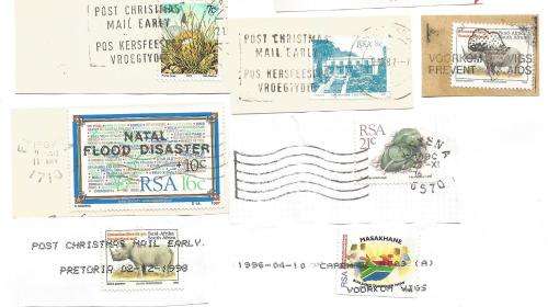 RSA-Bulklot-Used-Postmarks-Slogans-Cancel-Thematic-Fauna-Flora-Building
