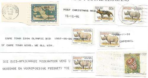 RSA-Bulklot-Used-Postmarks-Slogans-Cancel-Thematic-Fauna-Flora-Building