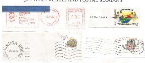 RSA-Bulklot-Used-Postmarks-Slogans-Cancel-Thematic-Fauna-Flora-Buildings