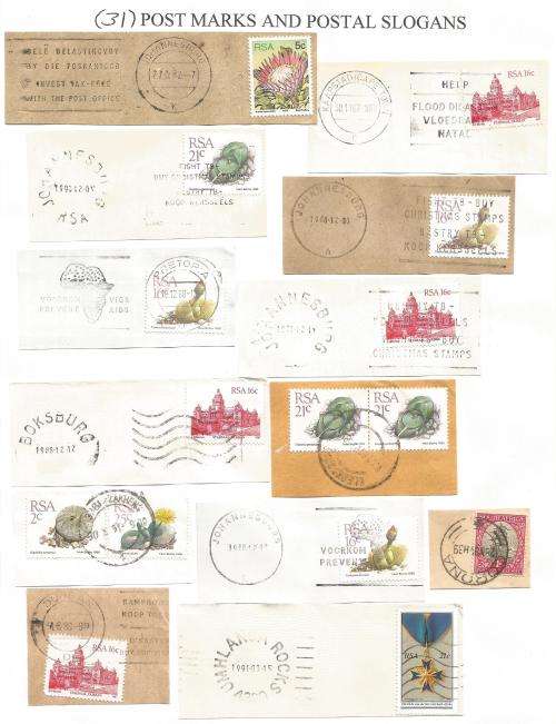 RSA-Bulklot-Used-Postmarks-Slogans-Cancel-Thematic-Flora-Buildings