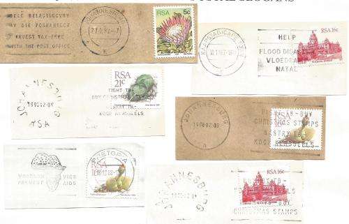 RSA-Bulklot-Used-Postmarks-Slogans-Cancel-Thematic-Flora-Buildings