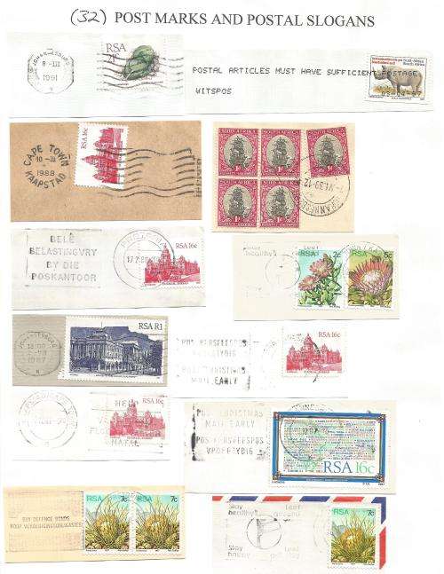 RSA-Bulklot-Used-Postmarks-Slogans-Cancel-Thematic-Fauna-Flora-Buildings-Ship