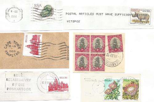 RSA-Bulklot-Used-Postmarks-Slogans-Cancel-Thematic-Fauna-Flora-Buildings-Ship