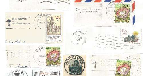 RSA-Bulklot-Used-Postmarks-Slogans-Cancel-Thematic-Fauna-Flora-Buildings-Ship