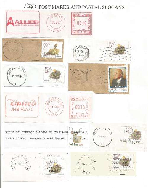 RSA-Bulklot-Used-Postmarks-Slogans-Cancel-Thematic-Fauna-Flora-Famous Person