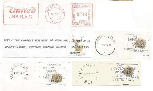 RSA-Bulklot-Used-Postmarks-Slogans-Cancel-Thematic-Fauna-Flora-Famous Person