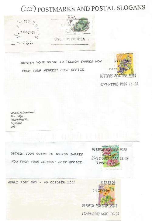 RSA-Bulklot-Used-Postmarks-Slogans-Cancel-Thematic-Flora