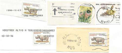 RSA-Bulklot-Used-Postmarks-Slogans-Cancel-Thematic-Flora-Fauna-Buildings
