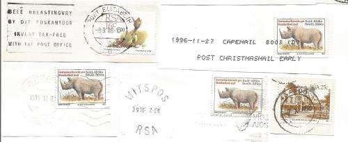 RSA-Bulklot-Used-Postmarks-Slogans-Cancel-Thematic-Flora-Fauna-Buildings