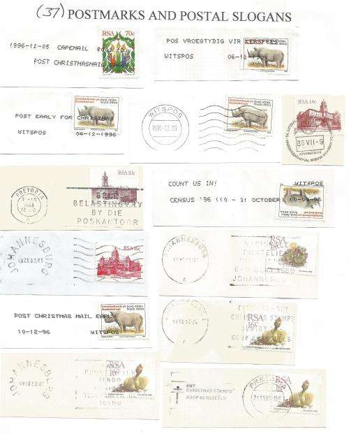 RSA-Bulklot-Used-Postmarks-Slogans-Cancel-Thematic-Flora-Fauna-Buildings