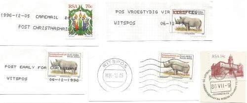 RSA-Bulklot-Used-Postmarks-Slogans-Cancel-Thematic-Flora-Fauna-Buildings