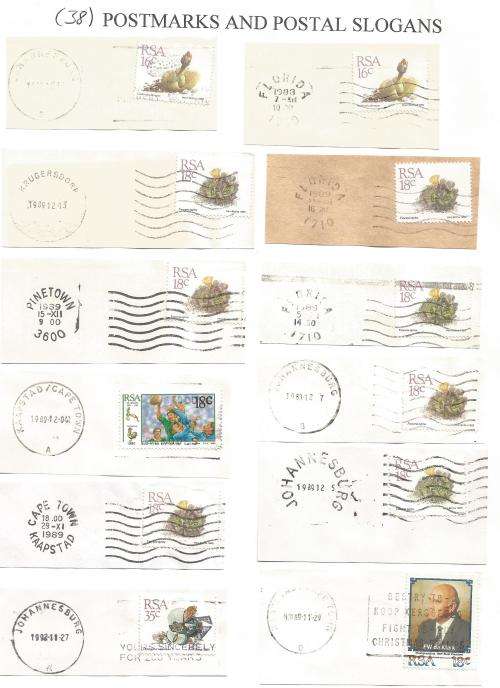 RSA-Bulklot-Used-Postmarks-Slogans-Cancel-Thematic-Flora-Famous Person