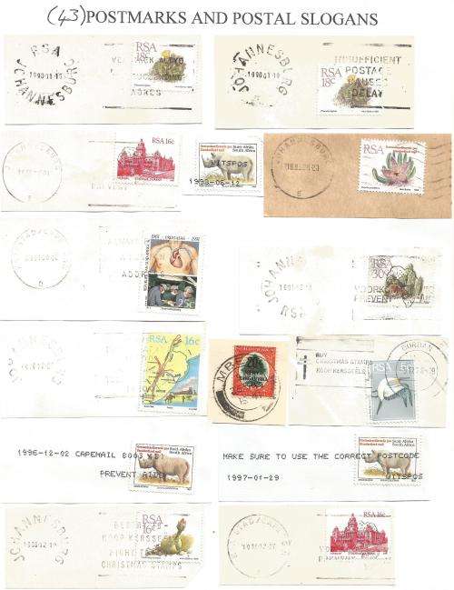 RSA-Bulklot-Used-Postmarks-Slogans-Cancel-Thematic-Flora-Fauna-Buildings