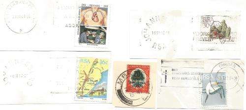 RSA-Bulklot-Used-Postmarks-Slogans-Cancel-Thematic-Flora-Fauna-Buildings