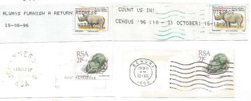 RSA-Bulklot-Used-Postmarks-Slogans-Cancel-Thematic-Flora-Fauna-Buildings