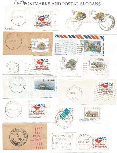 RSA-Bulklot-Used-Postmarks-Slogans-Cancel-Thematic-Flora-Fauna-Symbol