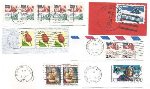 USA-Bulklot-Used-Postmarks-Slogans-Cancel-Thematic-Flora-Flags-Famous People-Fauna