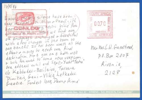 PostCard-Post Card-South Africa Cancel Used-Thematic-Places of Interest