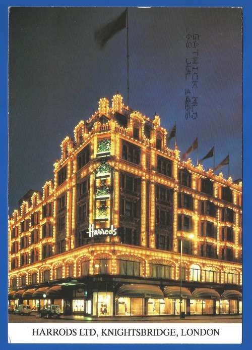 PostCard-Post Card-England Stamps Used-Harrods LTD-KnightsBridge-London-Thematic-Places of Interest