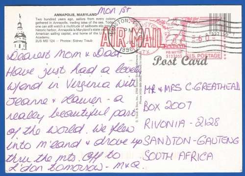 PostCard-Post Card-USA Cancel Used-Thematic-Places of Interest