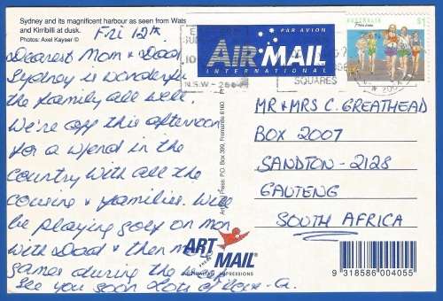 PostCard-Post Card-Australia Stamp Used-Thematic-Places of Interest