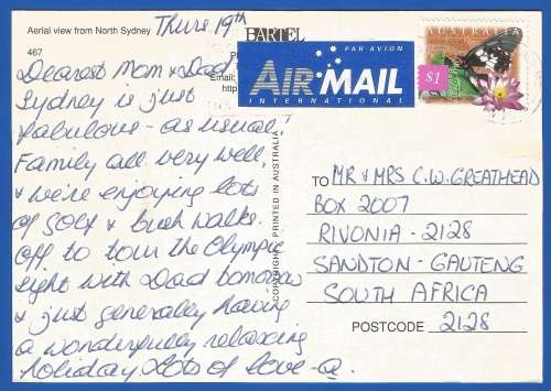 PostCard-Post Card-Australia Stamp Used-Thematic-Places of Interest