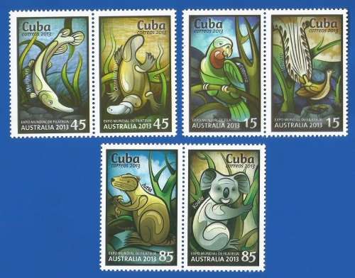 Cuba 2013 World Stamp Exhibition AUSTRALIA 2013 -MNH-Thematic-Fauna-Wildlife