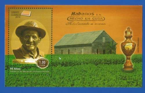Cuba 2014 The 95th Anniversary of the Birth of Alejand-MNH-M/S-Imperforated-Thematic-Farming-Tobacco