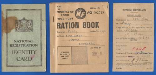 Vintage-Collectable-Ration Book-Identity Card-National service acts Grade Card -1944-1954
