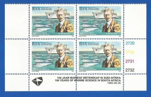 RSA-1995-MNH-Control Block-SACC910-100 Years Marine Science in S.A. -Thematic-Marine