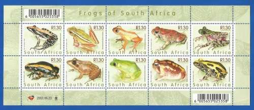 RSA-2000-MNH-Sheetlet-SACC1269-Frogs of South Africa-Thematic-Fauna-Frogs