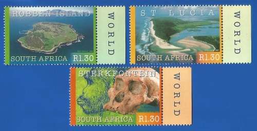 RSA-2000-MNH-Set-SACC1286-1288-South African World Heritage Sites -Thematic-Places of Interest