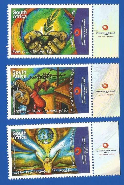 RSA-2002-MNH-Set-SACC1495-1497-World Summit 2nd issue-Thematic-World Summit-Symbol