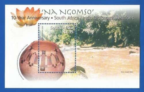 RSA-2003-MNH-M/S-SACC1581-10 Year Anniversary S.A./India Diplomatic-Thematic-Symbol