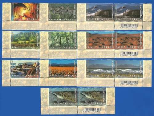 RSA-2001-MNH-SACC1439-1448-South African Natural Wonders-Thematic-Places of Interest-Scenery
