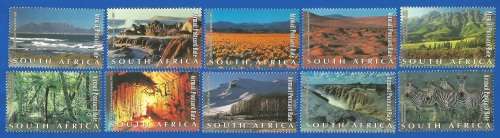 RSA-2001-MNH-SACC1439-1448-South African Natural Wonders-Thematic-Places of Interest-Scenery