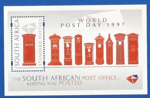 RSA-1997-MNH-SACC1068-M/S-World Post Day 1997-Thematic-Post Box